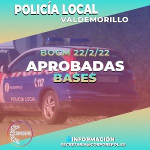PUBLICADAS BASES OFICIALES 2 PLAZAS POLICÍA LOCAL VALDEMORILLO: