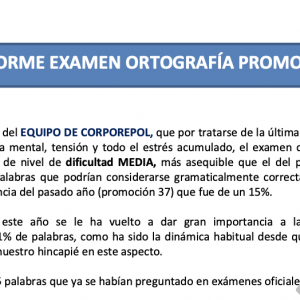 INFORME DE EXAMEN DE ORTOGRAFÍA PROMOCIÓN 38 POLICÍA NACIONAL: